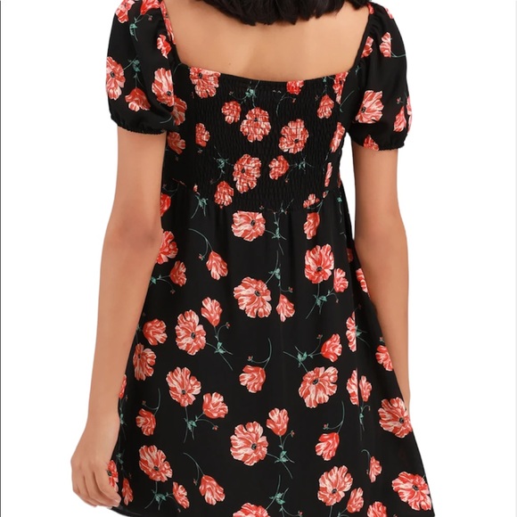 Jack by BB Dakota Pretty in Poppies Black Floral Print Tie Front Mini Dress NWT - Picture 3 of 7